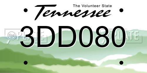 3DD080 Tennessee License Plate