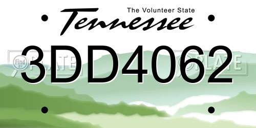 3DD4062 Tennessee License Plate