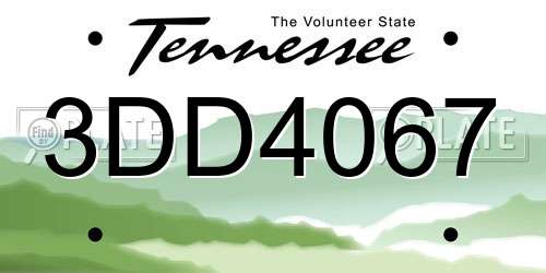 3DD4067 Tennessee License Plate
