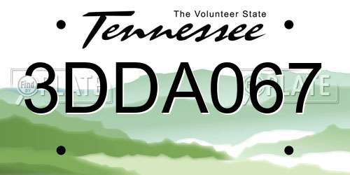3DDA067 Tennessee License Plate