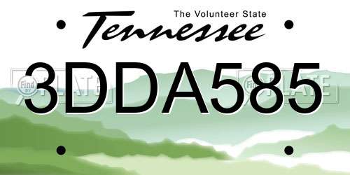 3DDA585 Tennessee License Plate