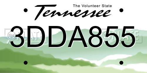 3DDA855 Tennessee License Plate