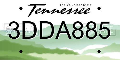 3DDA885 Tennessee License Plate