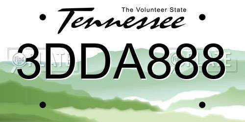 3DDA888 Tennessee License Plate
