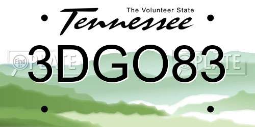 3DGO83 Tennessee License Plate