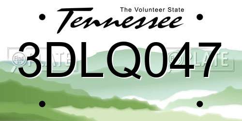 3DLQ047 Tennessee License Plate