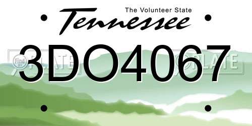 3DO4067 Tennessee License Plate