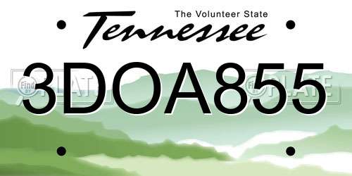 3DOA855 Tennessee License Plate