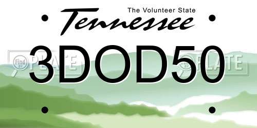 3DOD50 Tennessee License Plate