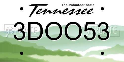 3DOO53 Tennessee License Plate