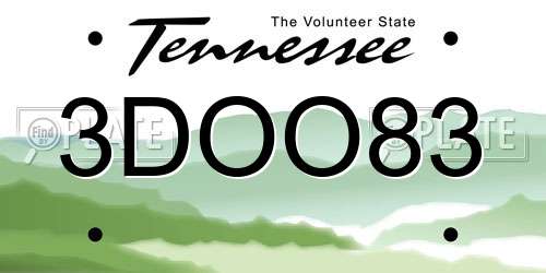3DOO83 Tennessee License Plate
