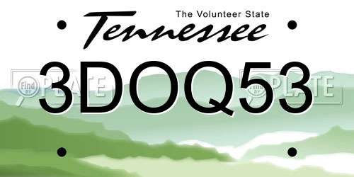 3DOQ53 Tennessee License Plate