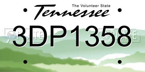 3DP1358 Tennessee License Plate