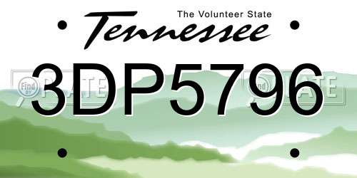 3DP5796 Tennessee License Plate