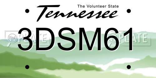 3DSM61 Tennessee License Plate