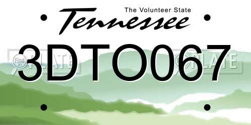3DTO067 Tennessee License Plate