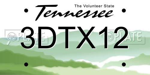 3DTX12 Tennessee License Plate