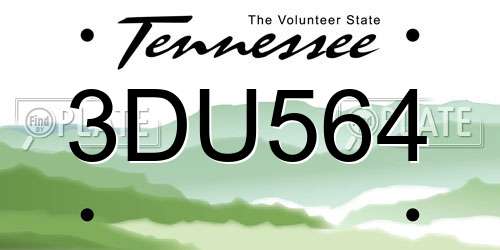 3DU564 Tennessee License Plate