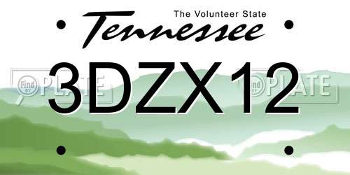 3DZX12 Tennessee License Plate