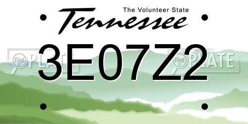 3E07Z2 Tennessee License Plate