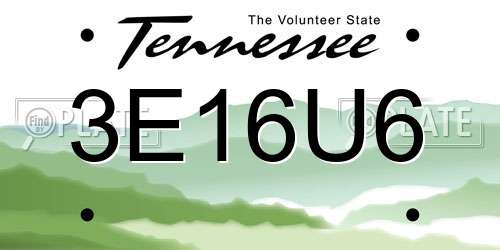 3E16U6 Tennessee License Plate