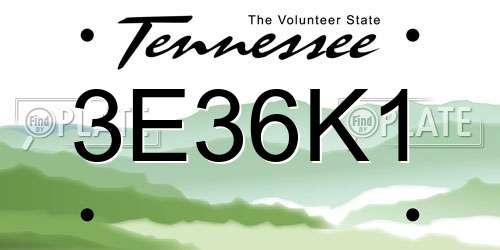 3E36K1 Tennessee License Plate