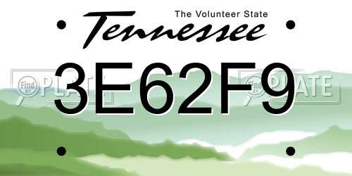3E62F9 Tennessee License Plate