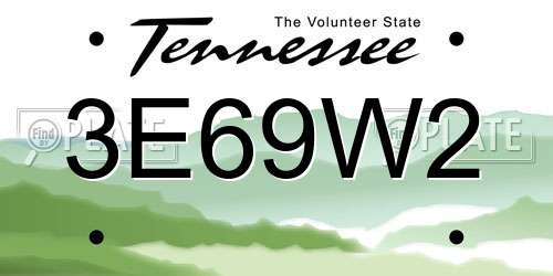 3E69W2 Tennessee License Plate