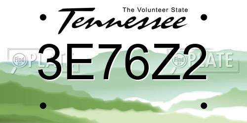 3E76Z2 Tennessee License Plate
