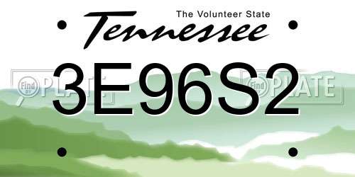 3E96S2 Tennessee License Plate