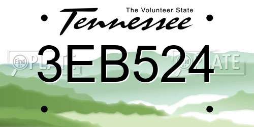 3EB524 Tennessee License Plate