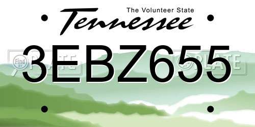 3EBZ655 Tennessee License Plate