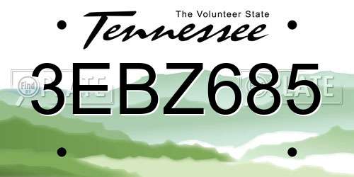 3EBZ685 Tennessee License Plate