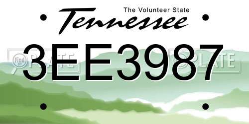 3EE3987 Tennessee License Plate