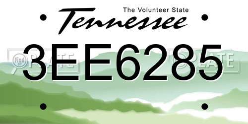 3EE6285 Tennessee License Plate