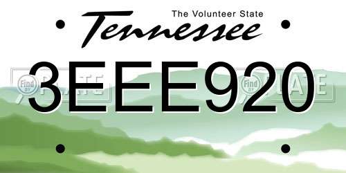 3EEE920 Tennessee License Plate