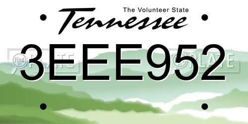 3EEE952 Tennessee License Plate