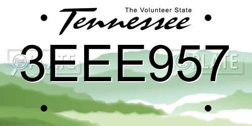 3EEE957 Tennessee License Plate