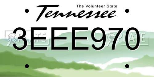 3EEE970 Tennessee License Plate