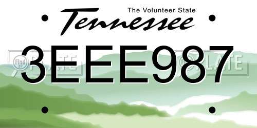3EEE987 Tennessee License Plate