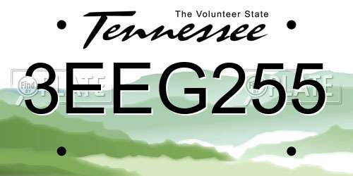 3EEG255 Tennessee License Plate