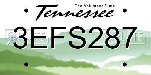 3EFS287 Tennessee License Plate