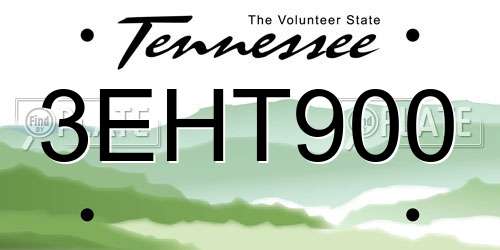 3EHT900 Tennessee License Plate