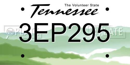 3EP295 Tennessee License Plate