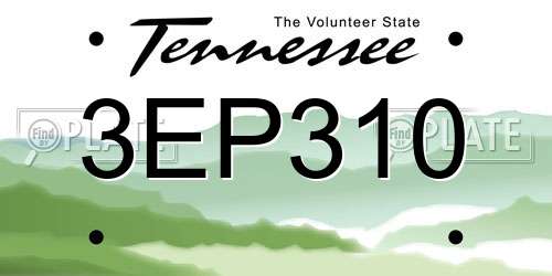 3EP310 Tennessee License Plate