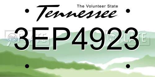 3EP4923 Tennessee License Plate