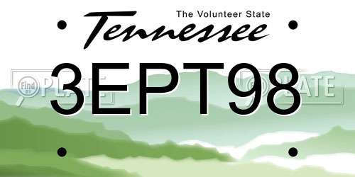 3EPT98 Tennessee License Plate