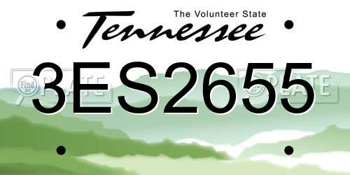 3ES2655 Tennessee License Plate