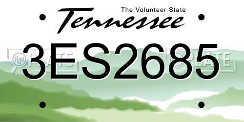 3ES2685 Tennessee License Plate