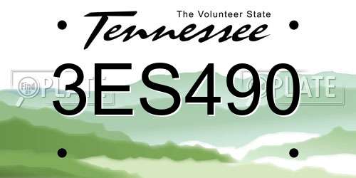 3ES490 Tennessee License Plate